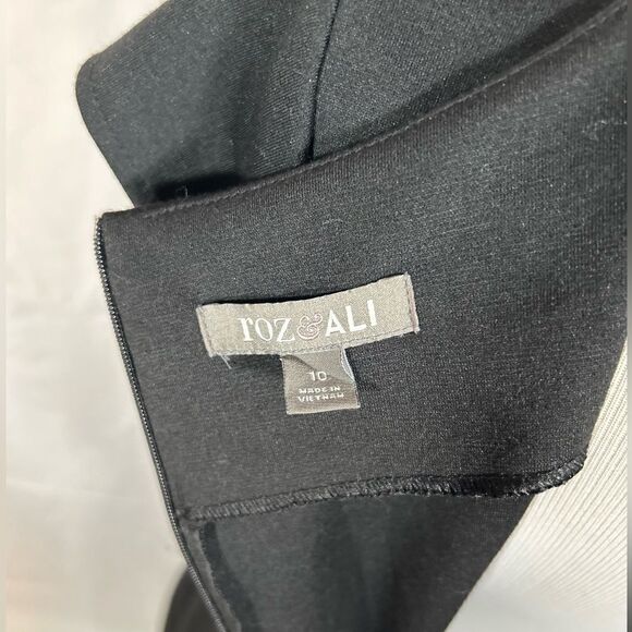 Roz & Ali Slimming Black and white striped cap sleeve knee length bodycon dress - Picture 7 of 10